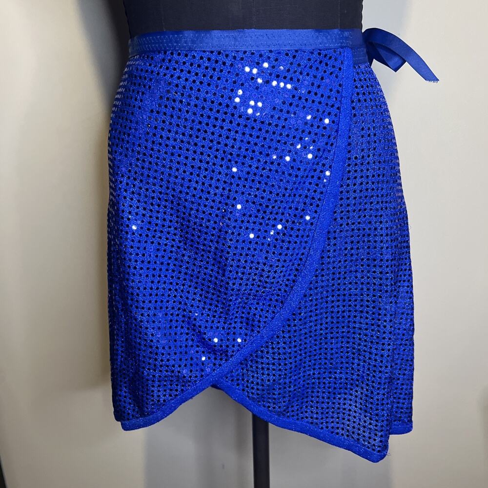 Dancewear Wrap Skirt Blue Sequin Ballet - Picture 2 of 5